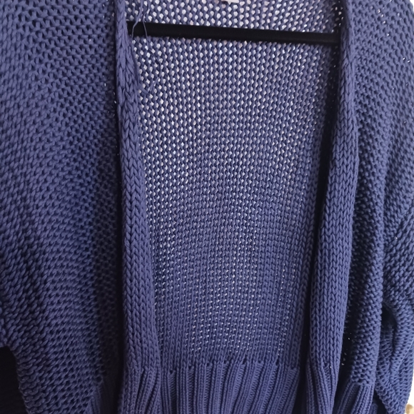 Aerie Blue open weave Cardigan oversized small coastal grandma - Picture 7 of 9